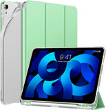 MoKo Case Fit iPad Air 5th/4th Generation 10.9 Inch 2022/2020 with Pencil Holder, [Support Touch ID and iPad 2nd Pencil Charging/Pair], Trifold Stand Smart Case Soft TPU Back, Green