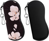 MoKo Sunglasses Soft Case 2 Pack, Ultra Light Portable Neoprene Zipper Glasses Case, Eyeglass Safety Pouch Box with Belt Clip