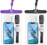 MoKo Waterproof Phone Pouch [2 Pack], 9.45" x 5.71" IPX8 Waterproof Phone Case Bag Dry Bag Compatible with iPhone 13 Mini/12 Pro/11 Pro Max X/Xr/Xs, SE 3/2, Galaxy S22/S21, Note 10/9/8, Black & Black