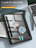 MoKo Case for Samsung Galaxy Tab S8 11" 2022 (SM-X700/SM-X706)/Tab S7 11" 2020 Case with S-Pen Holder, Tablet Trifold Cover Case Transparent PC Back Shell with Back Pen Slot/Auto-Wake, Black