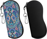 MoKo Sunglasses Soft Case 2 Pack, Ultra Light Portable Neoprene Zipper Glasses Case, Eyeglass Safety Pouch Box with Belt Clip