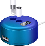 MoKo Aluminium Alloy Charging Stand Compatible with Apple Pencil Charger 1st Generation, iPad Pencil Charger Charging Station Stand, Apple Pen Charger Holder with LED Screen USB Port - Sky Blue