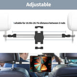 MoKo Car Headrest Mount, Car Back Seat Phone Tablet Holder丨Double Shaft Stable & Movable Tablet Stand for Cell Phone Tablet(4"- 13"), Fit with iphone13, ipad 9, iPad Mini 6 Galaxy, Switch, Black