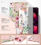 MoKo Case Fit iPad Air 5th/4th Generation 10.9 Inch 2022/2020, Slim Trifold Stand Cover with Soft Frosted Back, Auto Wake/Sleep, Support Touch ID and iPad 2nd Pencil Charging, Fragrant Flowers