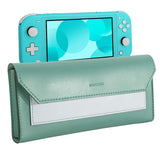 MoKo Carry Case Compatible with Nintendo Switch Lite, Portable Travel Carry Case Bag PU Leather Magnetic Clasp Closure Cover Design with 6 Game Card Slots, Yellow + Beige