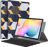 MoKo Keyboard Case Compatible with Galaxy Tab S6 Lite 2020, Magnetic Cover Shell Case with Removable Wireless Keyboard Fit Samsung Galaxy Tab S6 Lite 10.4 2020 SM-P610/P615, Geometric Dark Green