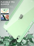 MoKo Case Fit iPad Air 5th/4th Generation 10.9 Inch 2022/2020 with Pencil Holder, [Support 2nd Gen Pencil Charging & Touch ID] Shockproof Frame with Clear Transparent Back,Auto Wake/Sleep,Green