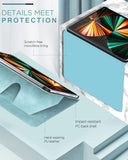 MoKo Case Fit New iPad Pro 12.9 inch Case 2021 (5th Gen) with Pencil Holder, Shockproof Protective Cover, [Support Apple Pencil 2 Attach] Multi-Angle Magnetic Stand, Auto Sleep/Wake, Cloud Blue