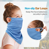 MoKo Kids Bandana Face Mask with Filter Pocket Ear Loops, 3 Pack Neck Gaiter Balaclava for Cycling Gator for Boys Girls