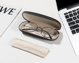 MoKo Hard Shell Eye Glasses Case with Cloth, PU Leather Protective Eyeglasses Cases Storage Organizer Travel for Men Women