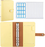 MoKo Budget Binder with Zipper Envelopes,A6 Binder Notebook,6-Ring Loose-Leaf PU Leather Binder Cover Folder Budget Planner with 12-Pack Clear Cash Envelopes Pockets & Label Stickers, Peach Pink