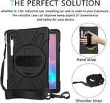 MoKo Case Fit Samsung Galaxy Tab S6 10.5, [Heavy Duty] Shockproof Full-Body Rugged 360 Degree Rotating with Shoulder Strap Stand Cover for Galaxy Tab S6 10.5" SM-T860/T865 2019 Tablet - Black