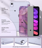 MoKo Case Fit New iPad Mini 6 2021 (6th Generation 8.3 inch), Soft TPU Translucent Frosted Back Cover Slim Smart Shell Stand Folio Case for iPad Mini, Auto Wake/Sleep, Marble Gold Purple