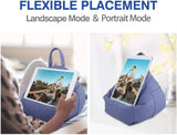MoKo Tablet Pillow Stand, Lap Pillow Bed Sofa Soft Cushion Holder Xmas Gift for Phones Tablets Up to 11", Fit iPad 9 10.2, iPad Mini 6, iPad Air 4/3, iPad Pro 11, Galaxy Tab S6/S7 11" - Denim Blue