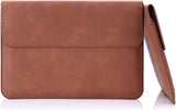 MoKo 13.5 Inch Laptop Sleeve Bag, PU Leather PC Notebook Case Cover Fit Surface Laptop 3 13.5"/2/1, Surface Book 2 13.5",Tab S8 Ultra 14.6", with Card Slot, Document Pocket, Surface Pen Holder, Brown