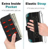 MoKo Case Compatible with Nintendo Switch Lite, PU Leather Anti-Scratch Cover with Inside Pocket, Built-in 8 Game Card Slots, Dust-Proof Protective Case Compatible with Switch Lite 2019 - Black