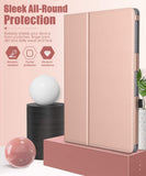MoKo Case Compatible with Vankyo MatrixPad S30 10 Inch Tablet, Slim Light-Weight PU Leather Smart Tablet Shell Cover Foldable Stand Case Fit Vankyo MatrixPad S30 10-Inch Tablet ONLY - Rose Gold