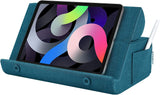 MoKo Tablet Pillow Holder, Foldable Soft Pillow Tablet Stand Up to 12.9", Sofa Throw Pillow for Xmas Gift, Fit for iPad 9 2021, iPad Mini 6, iPad Pro 12.9(5th Gen)/11,Galaxy Tab S7, Peacock Blue