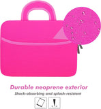 MoKo 7-8 Inch Kid Sleeve Neoprene Case Bag Fits Fire HD 8 Kids Edition 2018, Fire 7 Kids Edition 2019, Fire HD 8 2018, Fire 7 2019, Fire 7 Kids Pro 2021, Fire HD 8 Kids Pro 2021 - Magenta A