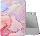 MoKo Case for iPad Air 5th Generation 2022/ iPad Air 4th Generation 2020 10.9 Inch, Trifold Stand Cover Hard PC Back, Support Touch ID iPad Pencil 2nd Charging, Auto Wake/Sleep,Light Pink Gold Marble