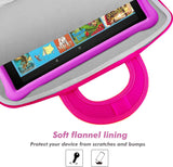 MoKo 7-8 Inch Kid Sleeve Neoprene Case Bag Fits Fire HD 8 Kids Edition 2018, Fire 7 Kids Edition 2019, Fire HD 8 2018, Fire 7 2019, Fire 7 Kids Pro 2021, Fire HD 8 Kids Pro 2021 - Magenta A