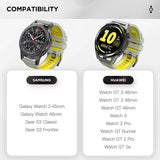 MoKo Watch Strap Compatible with Huawei Watch GT3 46mm/GT2/GT2 Pro/GT 2e/Samsung Galaxy Watch 46mm/Gear S3, 22mm Soft Silicone Replacement Sport Band Wristband, Gray/Yellow