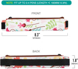 MoKo Pencil Case (2 Pack), PU Leather Pen Pencil Pouch Holder Stationery Zipper Bag with Elastic Strap for Pens, Pencils, Markers, Eraser - Printing & Gold Pink