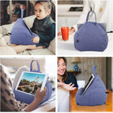 MoKo Tablet Pillow Stand, Lap Pillow Bed Sofa Soft Cushion Holder Xmas Gift for Phones Tablets Up to 11", Fit iPad 9 10.2, iPad Mini 6, iPad Air 4/3, iPad Pro 11, Galaxy Tab S6/S7 11" - Denim Blue