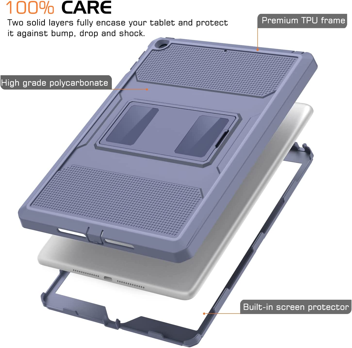 MoKo Custodia per iPad 9.7 6th/5th Generation, per iPad 9.7 (protezione anti -urto), angoli rinforzati in TPU + copertura trasparente per pannello duro anti-graffio, per iPad 9.7, trasparente