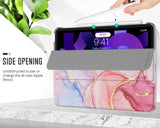 MoKo Case for iPad Air 5th Generation 2022/ iPad Air 4th Generation 2020 10.9 Inch, Trifold Stand Cover Hard PC Back, Support Touch ID iPad Pencil 2nd Charging, Auto Wake/Sleep,Light Pink Gold Marble