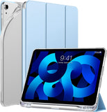 MoKo Case Fit iPad Air 5th/4th Generation 10.9 Inch 2022/2020 with Pencil Holder, [Support Touch ID and iPad 2nd Pencil Charging/Pair], Trifold Stand Smart Case Soft TPU Back, Green