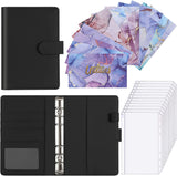 MoKo Budget Binder with 12-Pack Clear Cash Envelopes Pockets, Protective A6 Loose-Leaf PU Leather Notebook Binder Cover Folder Budgeting Planner with 12PCS Budget Sheet, Black