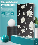 MoKo Case Compatible with Galaxy Tab A 8.4" 2020, Slim Lightweight PU Tablet Shell Cover Stand Case Fit Samsung Galaxy Tab A 8.4 2020 Model SM-T307 (Verizon/T-Mobile/Sprint) - Black & White Magnolia