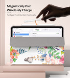 MoKo Case Fit iPad Air 5th/4th Generation 10.9 Inch 2022/2020, Slim Trifold Stand Cover with Soft Frosted Back, Auto Wake/Sleep, Support Touch ID and iPad 2nd Pencil Charging, Fragrant Flowers