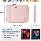 MoKo 9-11 Inch Tablet Sleeve Bag Carrying Case with Storage Pockets Fits iPad air 5 10.9" 2022, iPad Pro 11 2021/2020, iPad 9/8/7th Gen 10.2, iPad Air 4 10.9, Tab A 10.1, Tab S8 11", Pink