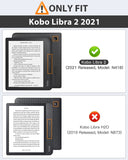 MoKo Folio Case for Kobo Libra 2 E-Reader 7 inch 2021 Released, Origami Standing Shell Cover Case with Multi Angle Magnetic PC Back Cover for Kobo Libra 2 E-Reader 7 inch 2021 Released, Black