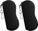 MoKo Sunglasses Soft Case 2 Pack, Ultra Light Portable Neoprene Zipper Glasses Case, Eyeglass Safety Pouch Box with Belt Clip