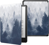 MoKo Case for 6.8" Kindle Paperwhite (11th Generation-2021) and Kindle Paperwhite Signature Edition, Light Shell Cover with Auto Wake/Sleep for Kindle Paperwhite 2021 E-Reader, Blue & Pink Flower