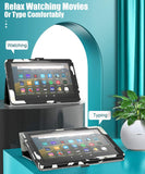 MoKo Case Fits Kindle Fire HD 8 & 8 Plus Tablet (10th Generation, 2020 Release), Slim Folding Stand Cover with Auto Wake/Sleep - Black & White Magnolia