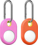 MoKo Ring Case for AirTag 2021, 2-Pack TPU Shockproof AirTag Case with Carabiner, Safety Anti-Lost and Scratch-Resistant Cover Case for AirTag Tracker on Pet Collar, Car Keys, Bags, Black & Blue