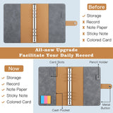 MoKo Budget Binder with Zipper Envelopes,A5 Binder Notebook PU Leather Money Organizer for Cash with 12 Pockets,15 Labels,3 Colors Page Markers,4 Tabbed Binder Dividers & Loose Leaf Ruled Papers,Gray