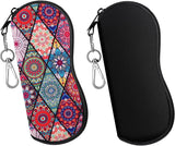 MoKo Sunglasses Soft Case 2 Pack, Ultra Light Portable Neoprene Zipper Glasses Case, Eyeglass Safety Pouch Box with Belt Clip