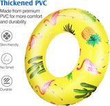 MoKo Flamingo Inflatable Pool Floats for Kids Adults, 31.5" Diameter Swim Rings Swimming Pool Float Tube Cute Round Swimming Tube Water Fun Beach Pool Toys with Repair Patch for Summer Party - Yellow