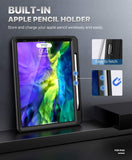 MoKo Case Fit iPad Pro 11 2nd Gen 2020 & 2018 [Support Apple Pencil Charging] Heavy Duty Full Body Rugged Hybrid Cover with Built-in Screen Protector & Pencil Holder for iPad Pro 11" 2020/2018 - Black