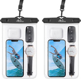 MoKo Waterproof Phone Pouch [2 Pack], 9.45" x 5.71" IPX8 Waterproof Phone Case Bag Dry Bag Compatible with iPhone 13 Mini/12 Pro/11 Pro Max X/Xr/Xs, SE 3/2, Galaxy S22/S21, Note 10/9/8, Black & Black