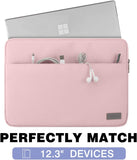 MoKo Tablet Sleeve Case Fits Tab S8+ 12.4", Surface Pro X/Pro LTE 12.3 Inch, Surface Laptop Go 12.4", Zipper Polyester Bag with Pocket, Fit Surface Pro Type Cover and Pen, Pink