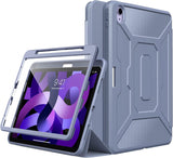 MoKo Case Fit iPad Air 5th/4th Generation 10.9 2022/2020, [Support Touch ID][Built-in Screen Protector] Full-Body Shockproof Case Shell Stand Cover with Auto Sleep/Wake & Pencil Holder,Grayish Purple