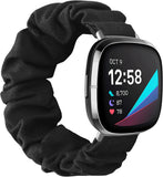 MoKo Elastic Band Compatible with Fitbit Versa 3 / Sense, Stretchy Fabric Scrunchie Bands Scrunchy Wrist Band Replacement Strap Watchband for Women Girl, L, Flesh Color