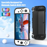 MoKo Protective Case Compatible with Nintendo Switch OLED Model 2021, TPU Ergonomic Grip Cover Case with Shock-Absorption and Anti-Scratch Design for Nintendo Switch OLED Console and Joy-Con, Black