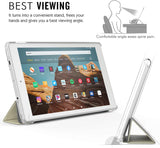MoKo Case for Amazon Fire HD 10 Tablet (7th and 9th Generation, 2017 and 2019 Release) 10”, Smart Shell Stand Cover with Translucent Frosted Back for Fire HD 10.1 Inch - Denim Sandstone White